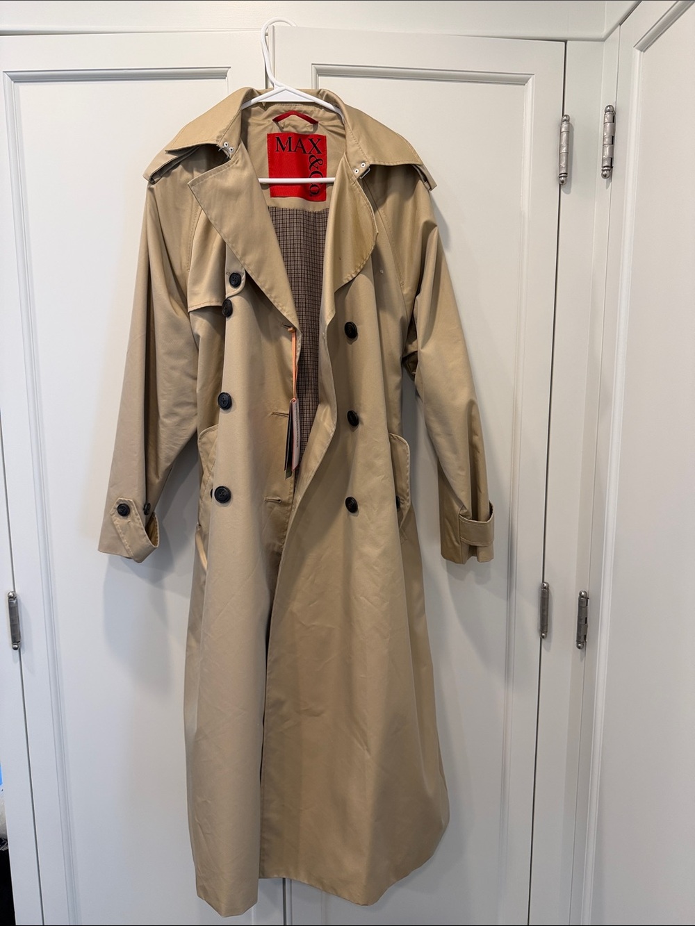 Max & Co Beige Brescia Double-Breasted Trench Raincoat Coat size 2